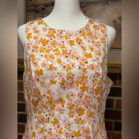 Liz Claiborne Sleeveless A-Line Midi Dress in Orange and Pink - Picture 6 of 15